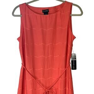 SOHO Apparel Ltd. Sleeveless Coral Dress w/ Adjustable Waist Tie, Size M, NWT!